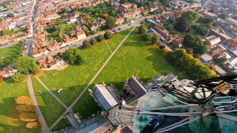 View across Salisbury from the Cathedral Spire